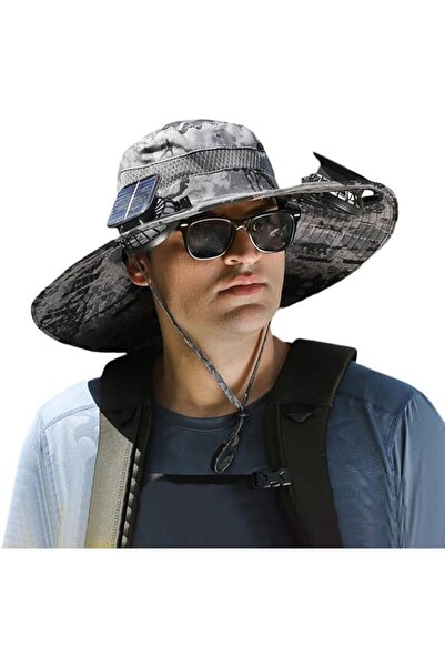 Generic Solar Fan Sun Hat Wide Brim Hat Outdoor Wide Brim Sun Hat with 2 Sola...