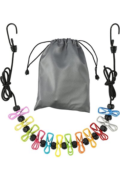 Generic Retractable Portable Clothesline for Travel，Clothing line with 12 Clo...