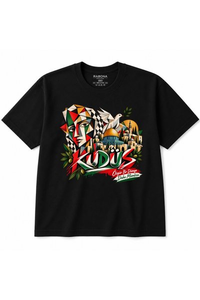 Rabona Fashion Tricou cu grafică cu portret fațetat și porumbel din Ierusalim
