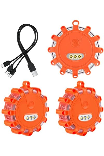 Generic أضواء طوارئ LED قابلة لإعادة الشحن عبر USB - إنارة تحذيرية جانب الطري...