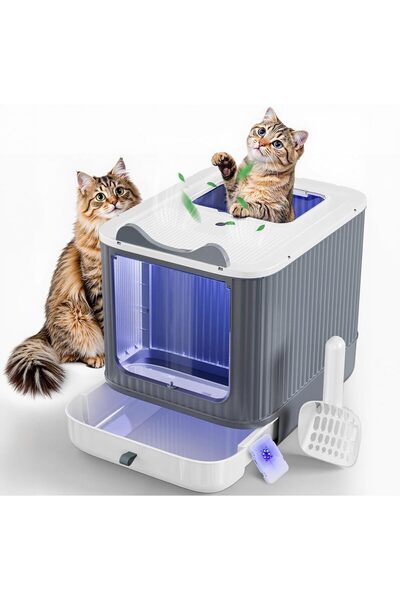 Generic Large Cat Litter Box with Lid, Enclosed Foldable Cat Litter Tray with...