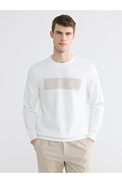 LC Waikiki Rmz Gi̇yi̇m Farkiyla Zero Roba Collar Printed Men's Sweatshirt