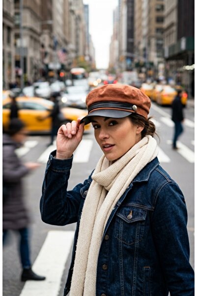 emybox Women's Suede Textured Leather Visor Captain Hat Vintage Cap Ribbon De...