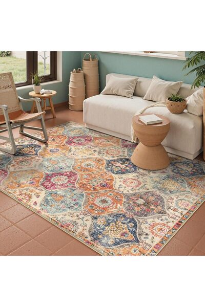 Generic Area Rugs for Living Room, Moroccan Trellis Washable Small Area Rug, ...