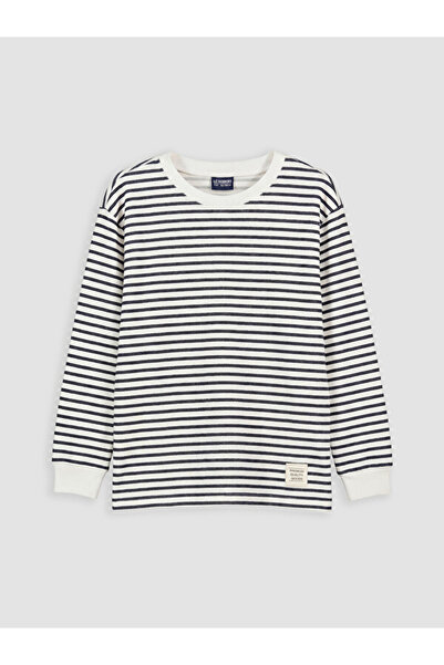 LC Waikiki Rmz Gi̇yi̇m Farkiyla Zero Roba Collar Striped Boys' T-Shirt