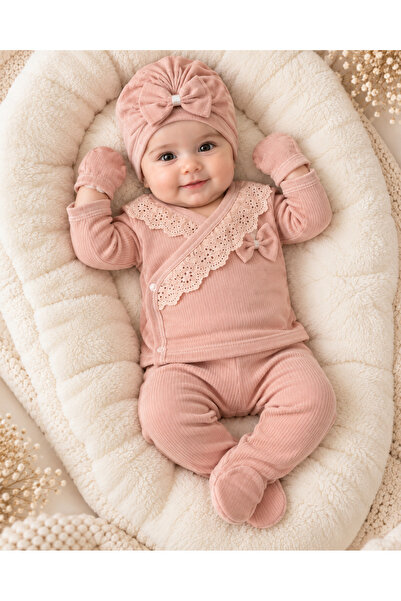 BYS BABY FASHION طقم بدلة خروج من المستشفى للفتيات حديثي الولادة مكون من 5 قط...