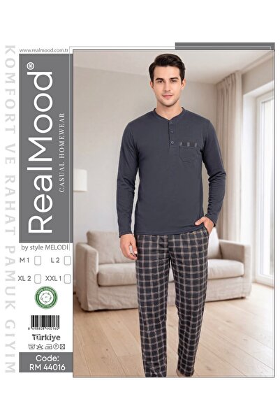 REN Men's Top and Bottom Plaid Smoked 100% Cotton Combed Cotton Pajama Set, 3...