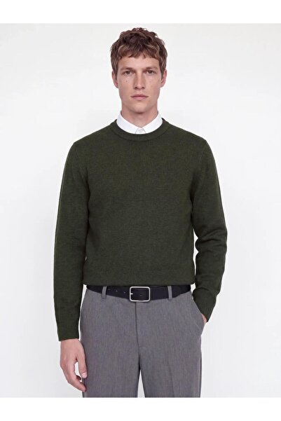 Jack & Jones Men's Green Jjmılano Stıtch Knıt Crew Neck Sn Sweater & Cardigan