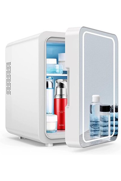 Generic Mini Fridge, 8L Skincare Fridge with LED Mirror, AC/DC 12V Small Refr...