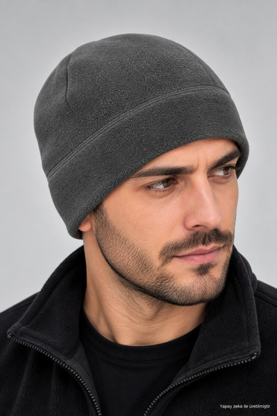 ZERAMİNE Men's Polar Fleece Beanie Winter Soft Textured Folded Warm Casual Ou...