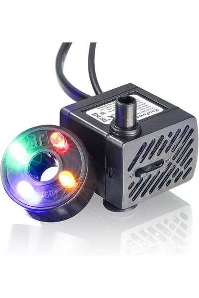 Generic مضخة مياه صغيرة قابلة للغمر مع 4 مصابيح LED - مضخة نافورة تعمل بـ USB...