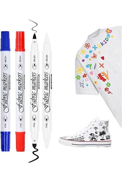 Generic 4 Colours Double Tip Fabric Pen, Laundry Marker Pen, Waterproof, Fade...