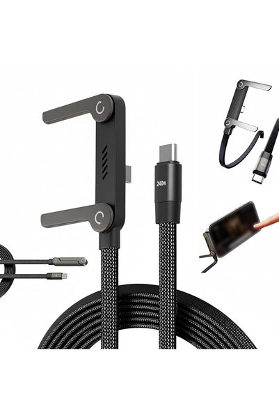 Generic Phone Stand Type C Cable, 2-in-1 Foldable Invisible Charger with 240W...