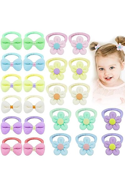 Generic 24PCS Cotton Bow Flower Baby Hair Rope, Soft Seamless Toddler Hair Ti...