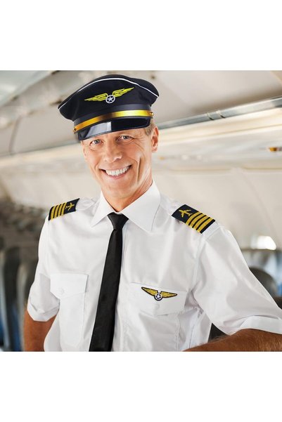 Generic Sailor Pilot Captain Hat Pilot Costume Accessory with Aviator Sunglasses Badge for Adults and Teens