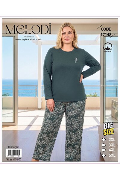 REN Women's Green Crew Neck, Large Size Oversized Women's Combed Cotton Pajam...