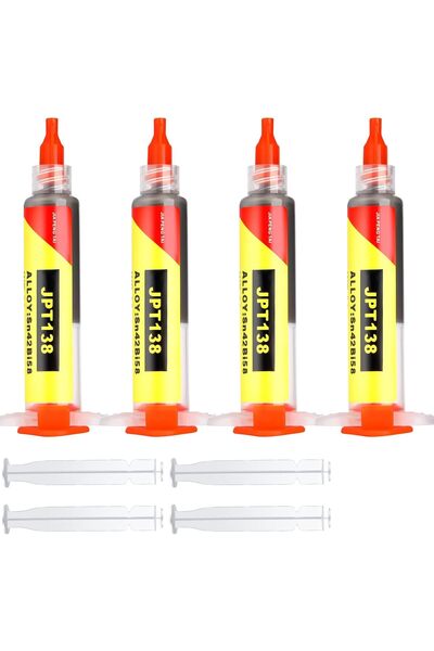 Generic 4 Pcs Solder Paste Syringe for Electronics Sn42 Bi58 Soldering Tin Me...
