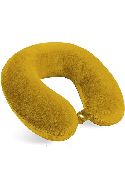 Generic Velvet U-shape Neck and Travel Pillow - 30x25 cm - Color Gray