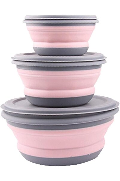 Generic 3 Pcs Folding Camping Bowl, Portable Silicone Collapsible Travel Bowl...