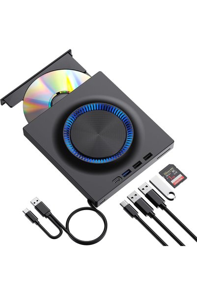 Generic مشغل أقراص CD/DVD خارجي للكمبيوتر المحمول، محرك أقراص محمول USB-C لحر...
