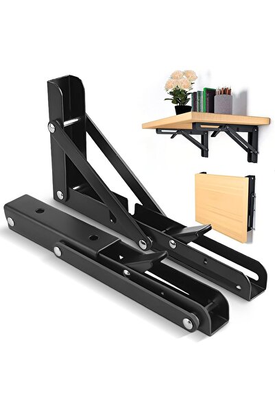 Generic Folding Shelf Brackets, 2 Pcs 8 Inch Wall Mounted Triangle Folding Sh...