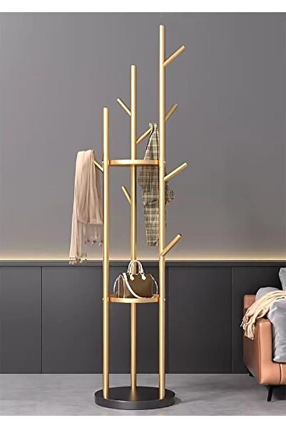Generic Coat Rack Stand, Rotary Coat Rack Freestanding with 3 Tier Storage Sh...
