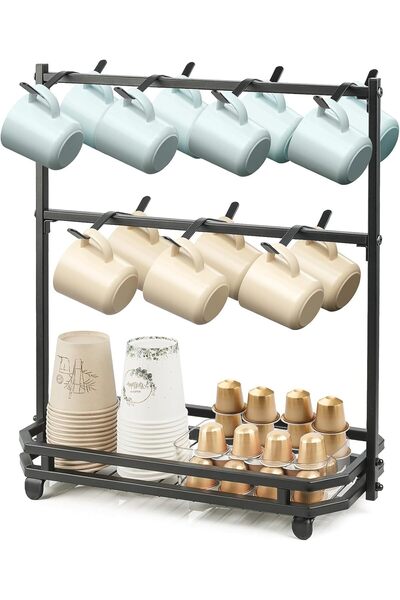 Generic Large Coffee Mug Holder Stand Countertop, Tree Rack for 14 Mugs, 2 Ti...