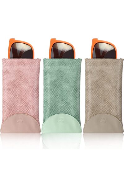 Generic 3 Pack Soft Glasses Case, Portable Soft PU Sunglasses Bag Pouch Water...