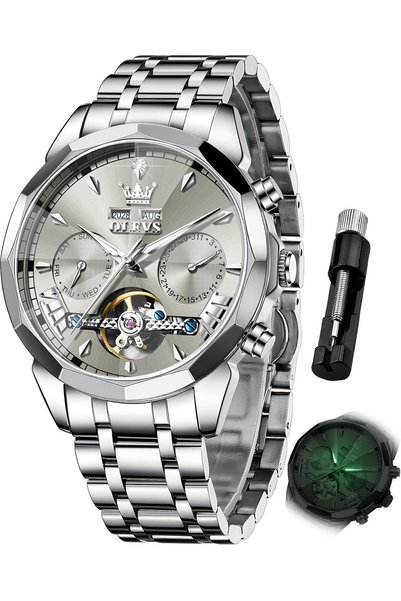 Generic Men Automatic Watch Skeleton 5 Hands Mechanical Classic Luxury Multi ...