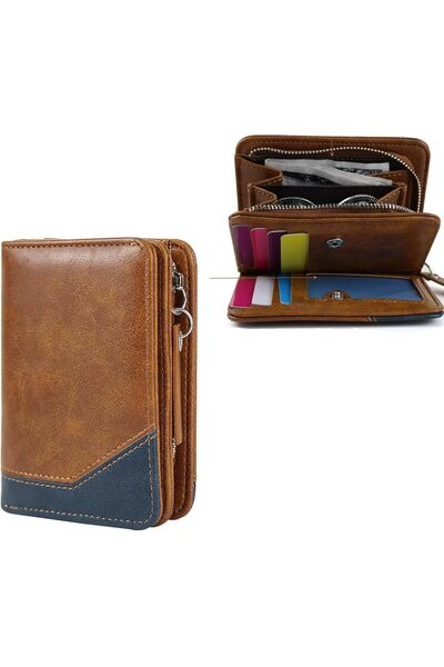 Generic Men's Minimalist Bifold Leather Wallet, Fashion Card Holder with Zipp...