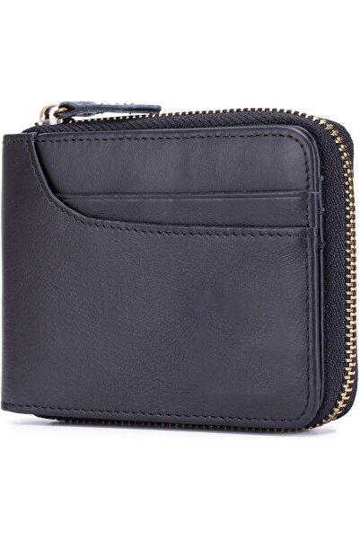 Generic Men's Leather Zipper Wallet RFID Blocking Bifold Secure Vintage Zip A...