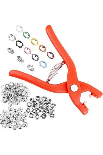 Generic Five Claw Buckle Snap Button Tool Kit with Fastener Pliers, 100 Sets ...