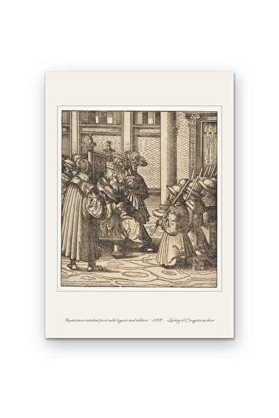 OEM Poster Carton 250g A4, Xilogravura Renascentista Istorica cu Figuri si So...