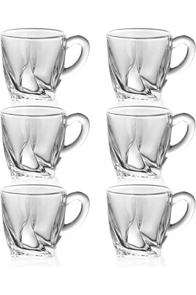 Generic طقم أكواب زجاجية من JT مكون من 6 قطع سعة 5.57 أونصة (160 مل) مع مقبض ...