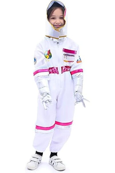Generic 3 Pcs Kids Astronaut Space Suit Costume Cosplay Jumpsuit Gloves Hat 4...