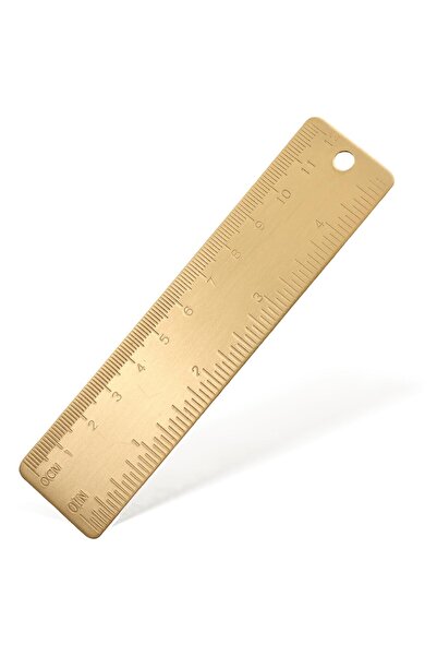Generic Brass Ruler 120mm/4 Inches, Mini Metal Straight Ruler with Hanging Ho...