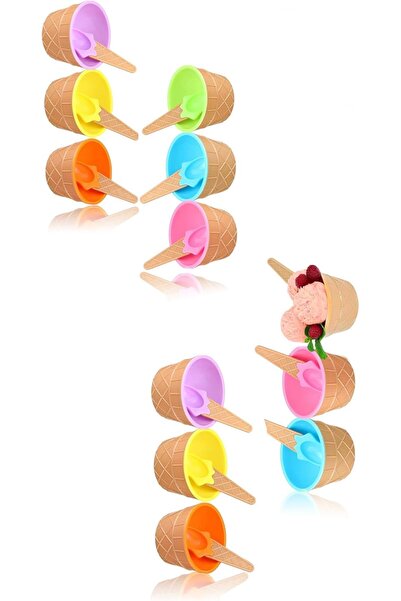 Generic 12 Pack Reusable Ice Cream Cups with Spoons - Plastic Bowls for Sunda...