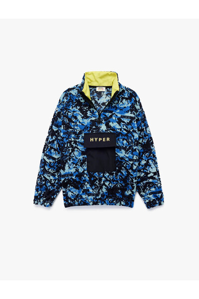 Koton Cepli Dik Yaka Uzun Kollu Oversize Polar Sweatshirt