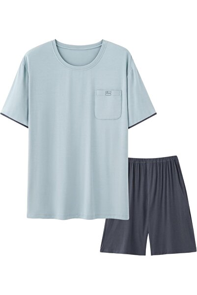 Generic Mens Pajamas Set Short Sleeve Top Shorts Modal Pjs Soft Comfy Lightwe...