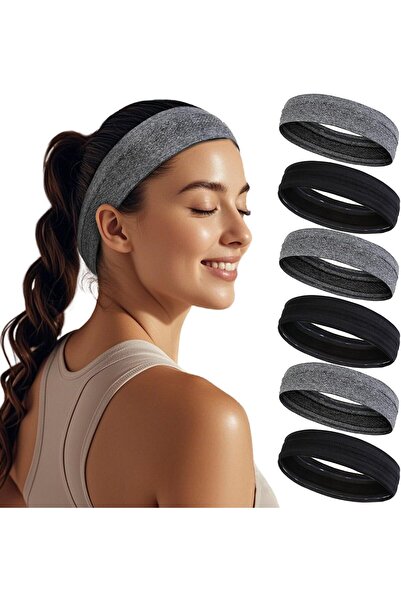Generic 6-Pack Non-Slip Sweat Bands for Women, Moisture-Wicking Workout Headb...