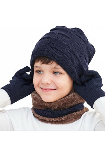 Generic Kids Winter Beanie Hat Scarf Touchscreen Gloves Set for Boys Girls 4-...
