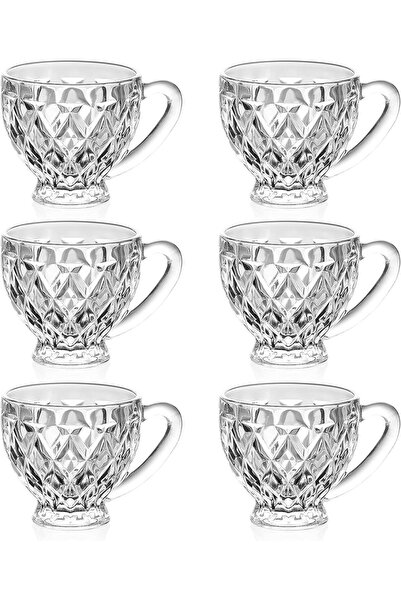 Generic طقم أكواب زجاجية من JT مكون من 6 قطع سعة 5.57 أونصة (160 مل) مع مقبض ...