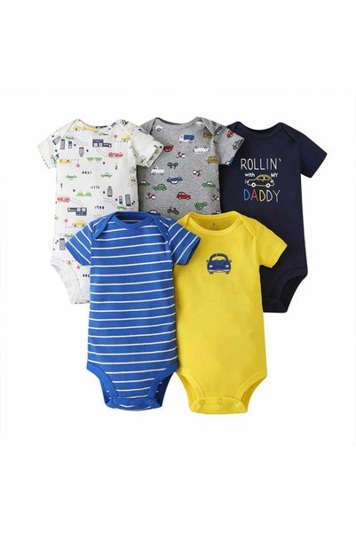 Generic Baby Romper Pack 5-Piece Set | 12-18 Months | Multicolor | Soft & Bre...