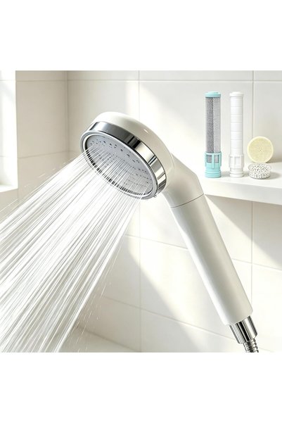Generic PP Cotton Shower Head and Shower Filter - 3 Filter Refills - Removes ...