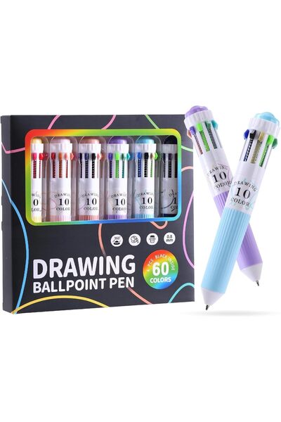 Generic Multicolor Ballpoint Pen Set, 10-in-1 Retractable Colored Pens with 6...