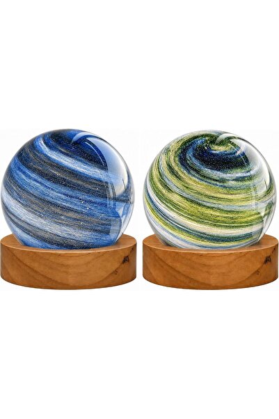 Generic 3-Color Changing Dimmable Planet Night Light - 8cm Glass Galaxy Lamp ...