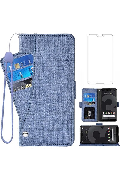 Generic Compatible with Google Pixel 3 XL Wallet Case Tempered Glass Screen P...