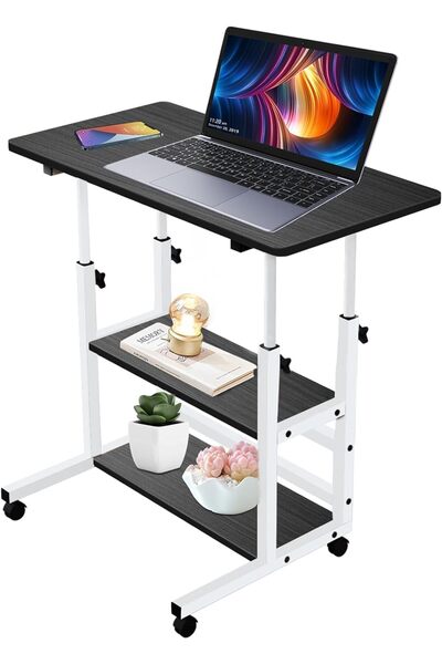 Generic Height Adjustable Home Office Desk with Shelf & Rolling Wheels