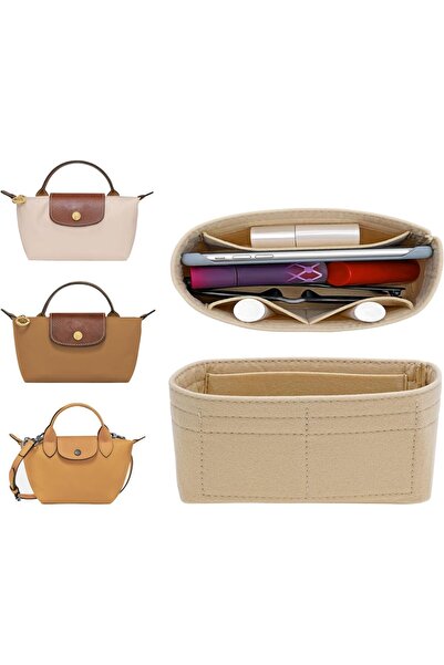 Generic Mini Purse Organizer Insert, Felt Handbag Insert with Compartments fo...