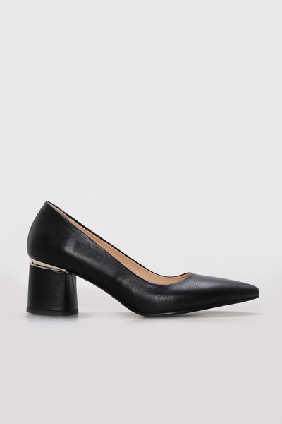 FAST STEP Genuine Leather Black Women's Low Heel Shoes 322Za2764
